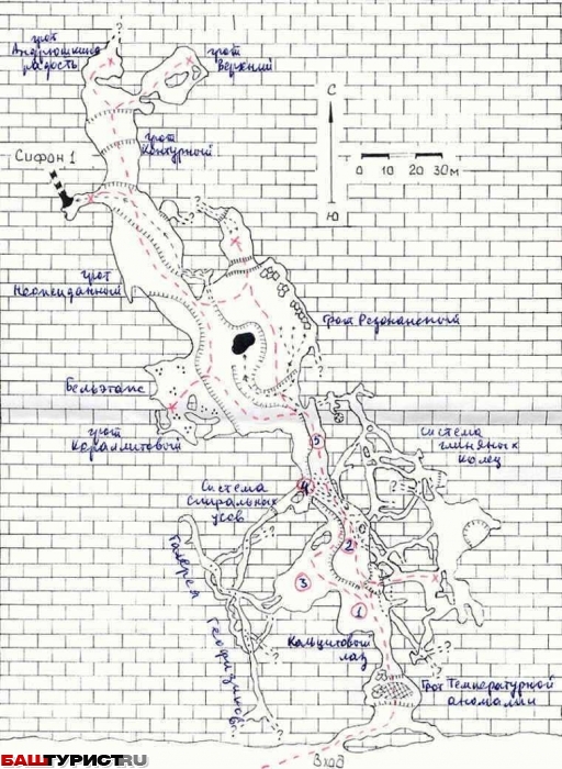 Схема пещеры Сухая Атя