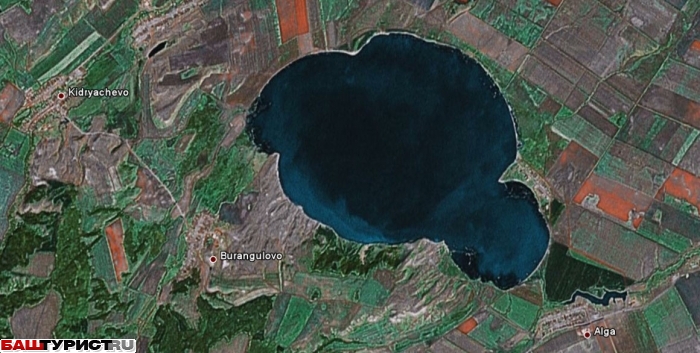 Озеро Аслы-куль (Асликуль), фото со спутника