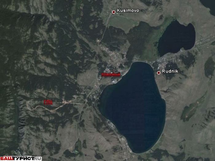 Озеро Банное (Якты-Куль) фото со спутника