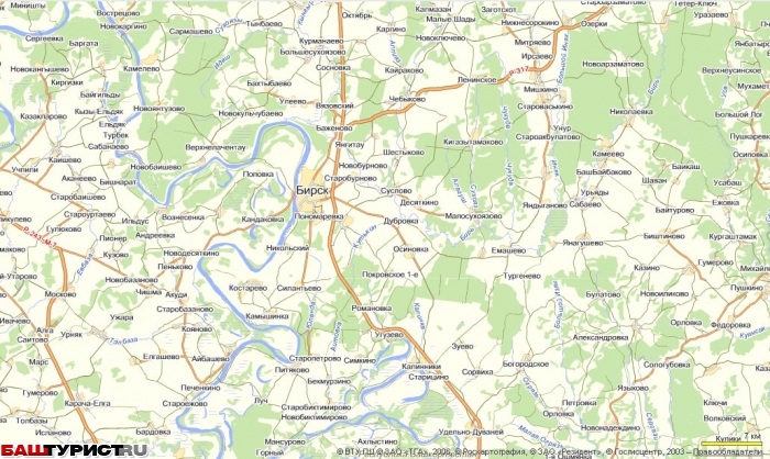 Бирский район на карте