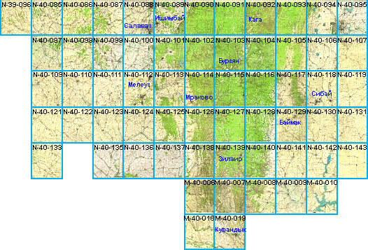 Лист карты Башкортостана в масштабе 1:100000 скачать