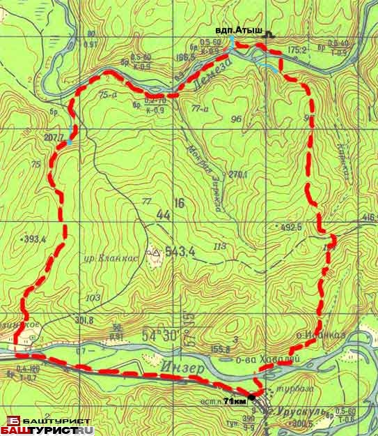 Маршрут на Атыш. Карта