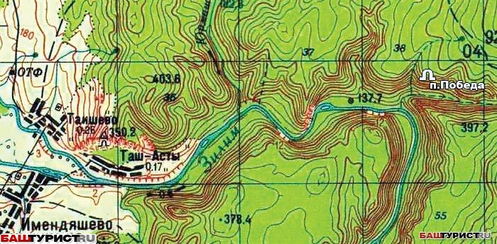 Карта расположение пещеры Победы (Киндерлинской)