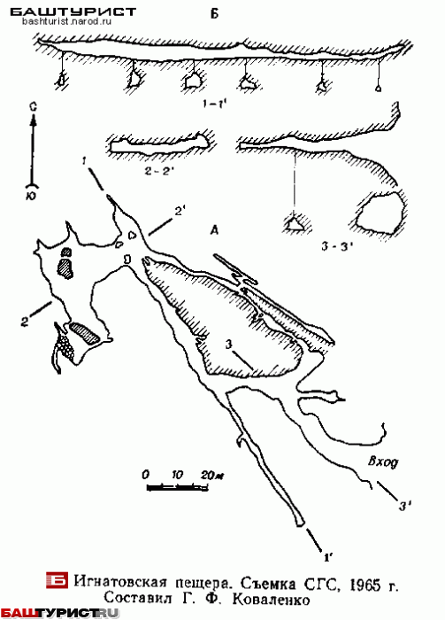 Игнатьевская (Игнатовская) пещера схема план