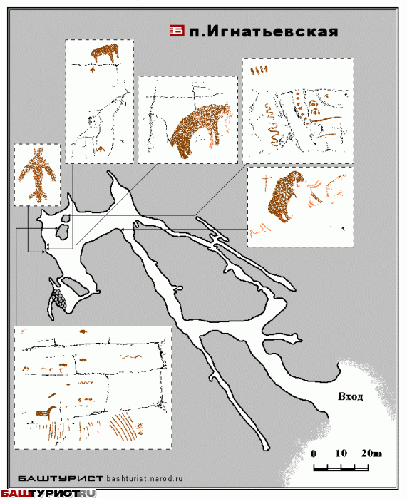Игнатьевская (Игнатовская) пещера схема план