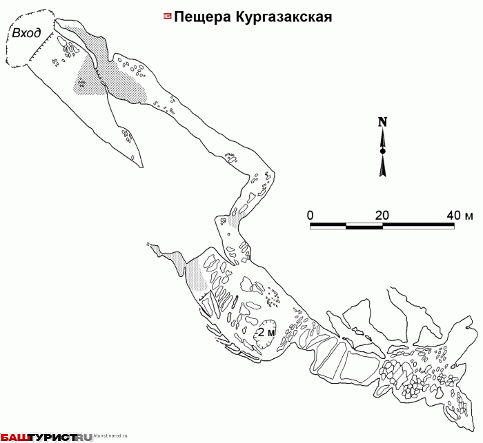 Пещера Кургазакская схема план