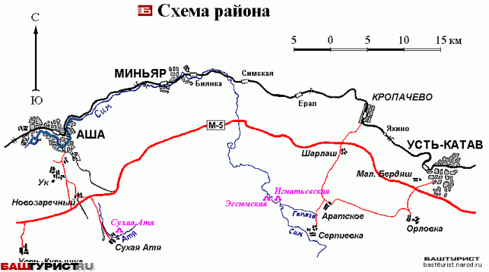 Схема района. Расположение Сухая Атя, Игнатьевская, Эссюмская