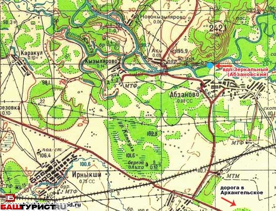 Абзановский водопад на карте, расположение