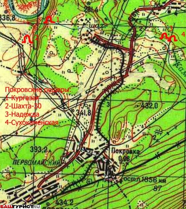 Покровские пещеры расположение на карте. Кургазак, Шахта-30, Надежда, Сухокаменная 