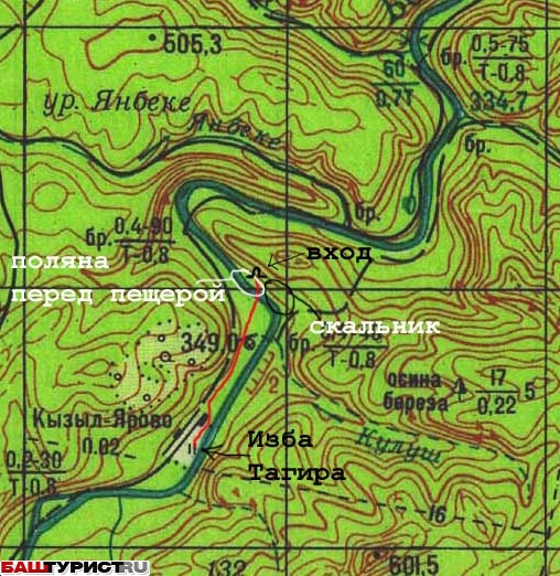 Пещера Кызыл-Яр на карте расположение