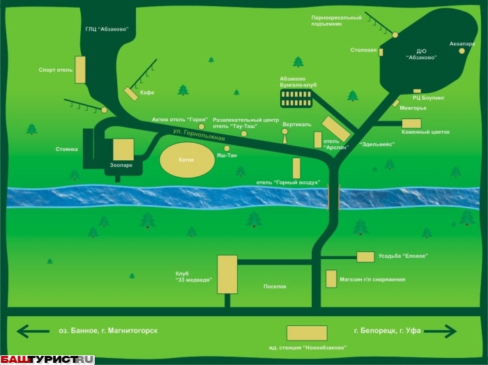 Схема курорта абзаково