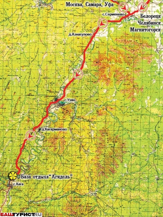 База отдыха Агидель (Белорецкий район). схема проезда