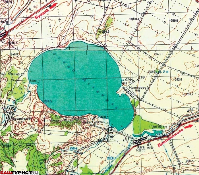 Озеро Аслы-Куль (Асликуль) карта