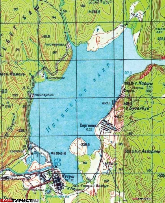 Нугушское водохранилище карта