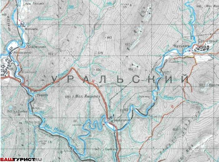 Карта реки Малый Инзер