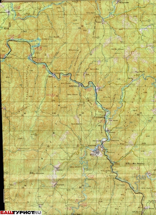 Карта участка реки Большой Инзер
