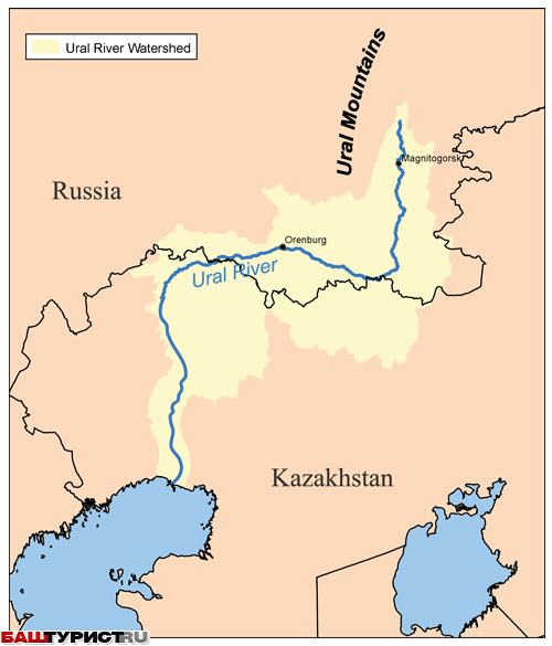 Карта река урал оренбург