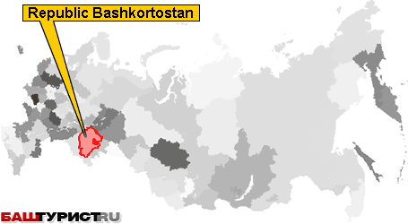 Башкортостан на карте России