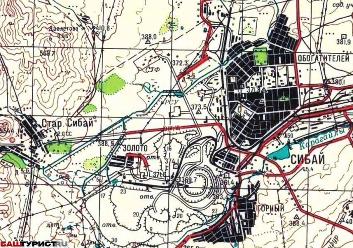 Карта Сибая и его окрестностей