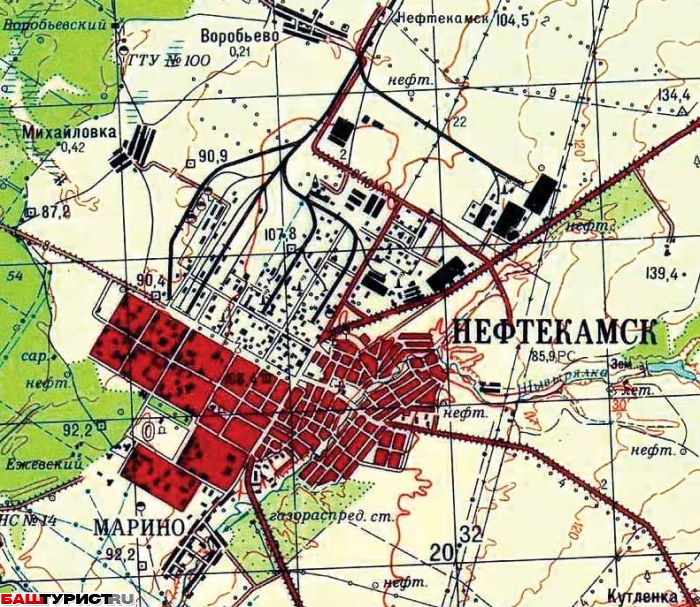 Карта нефтекамска с улицами и домами подробно со спутника в реальном