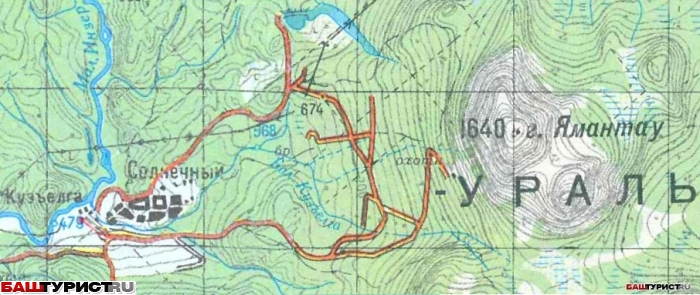 Карта Межгорье (Кузъелга, Уфа-105, Солнечный, Белорецк-16)