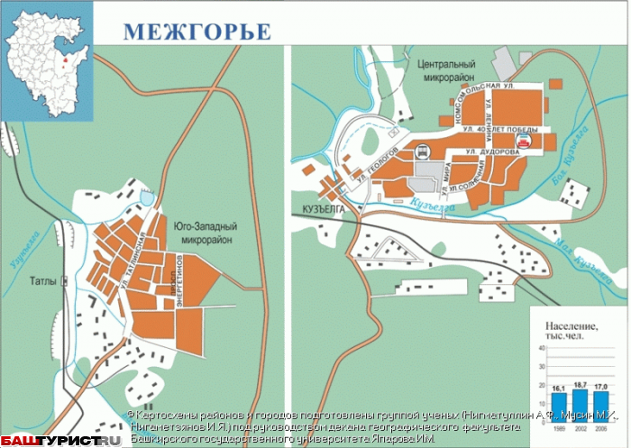 Карта башкирии межгорье