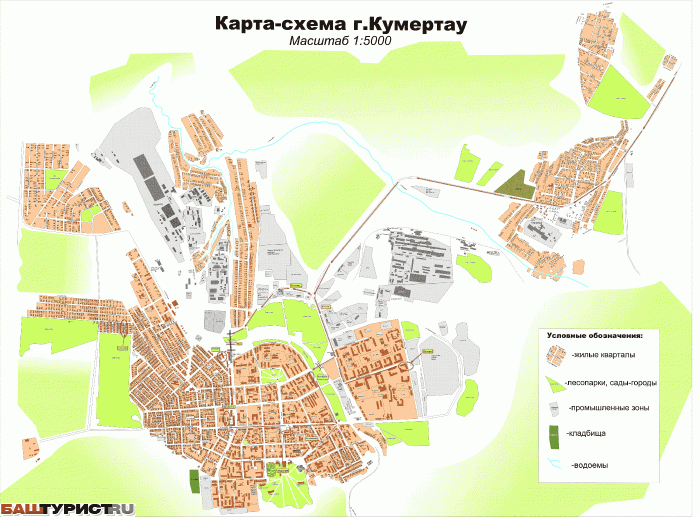 Карта улиц Кумертау с нумерацией домов