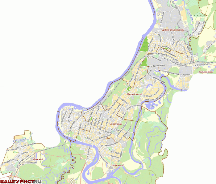 Карта Уфы