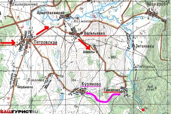Карта проезд до Гумерово