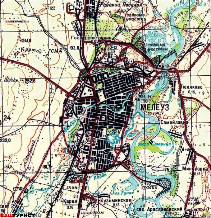 Карта мелеузовского района с деревнями и дорогами подробная