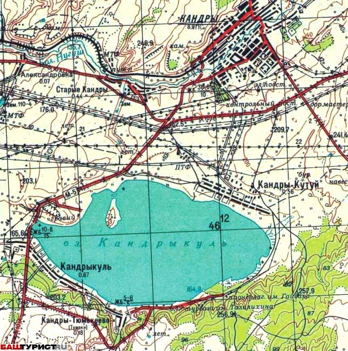 Карта Кандров и озера Кандры-куль