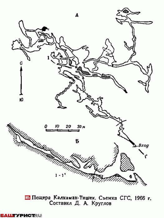 Пещера Калкаман-Тишек схема план