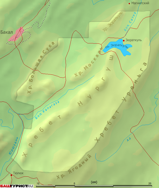Зюраткуль (национальный парк) карта